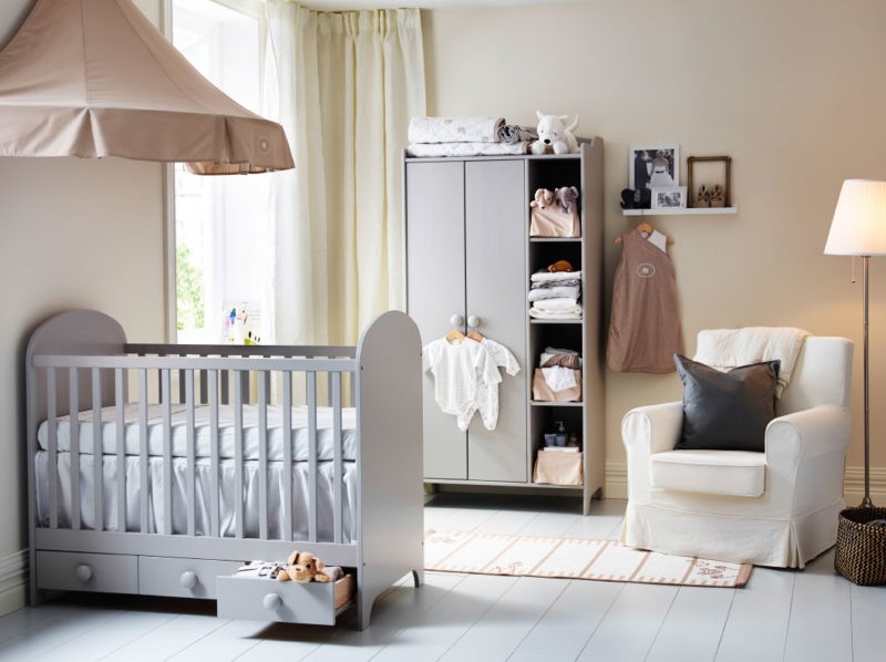 Интерьер комнаты для новорожденного в современном стиле