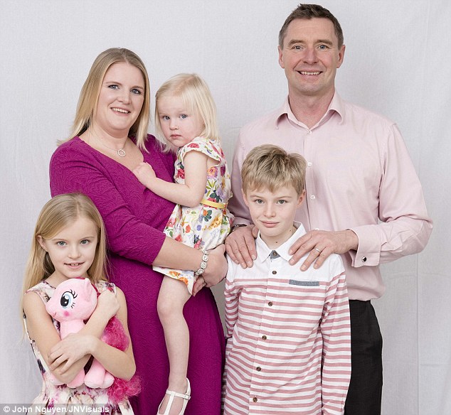 Lisa and her husband Nathan, pictured with daughter Elsie, left, seve, Isla, centre, two and Ben, right, nine