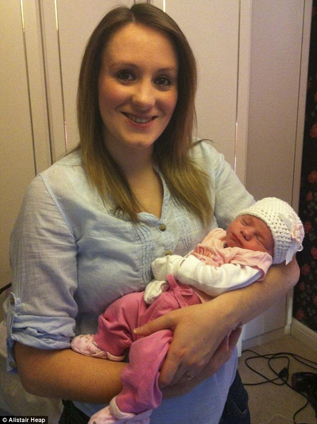 Katie with her newborn daughter Mollie. She was desperate to have a girl after her sister had twin daughters