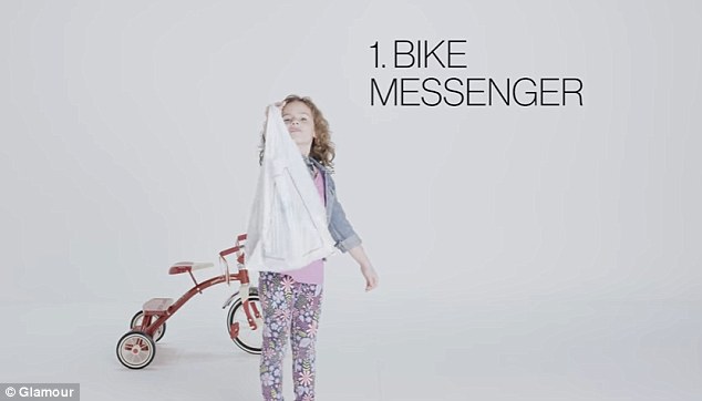 Delivery! A new video by Glamour sees six-year-old Shannon try 57 adult jobs, starting with bike messenger