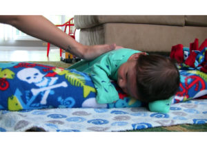 Tummy Time with rolled towel