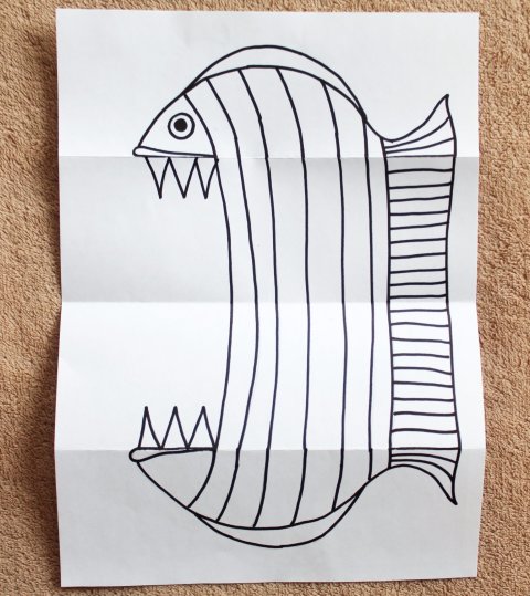 Картинка к занятию Как сделать зубастую рыбу из бумаги в Wachanga